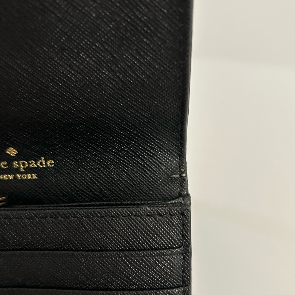 Kate Spade Black Small Card Holder Leather Wallet with Gold Accent - Picture 10 of 10